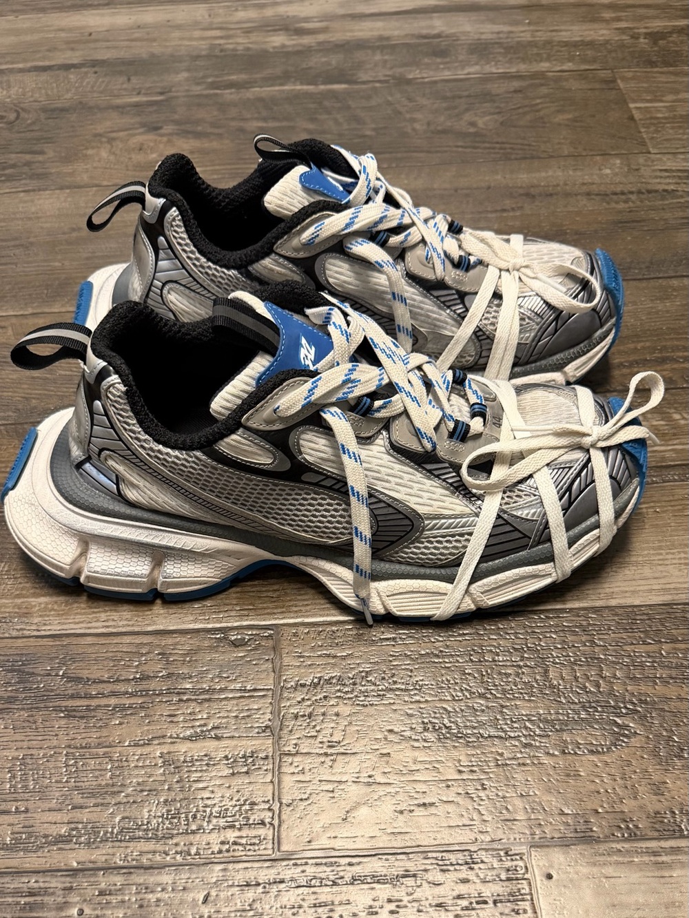 Balenciaga Kids Sneakers in White, Gray & Blue